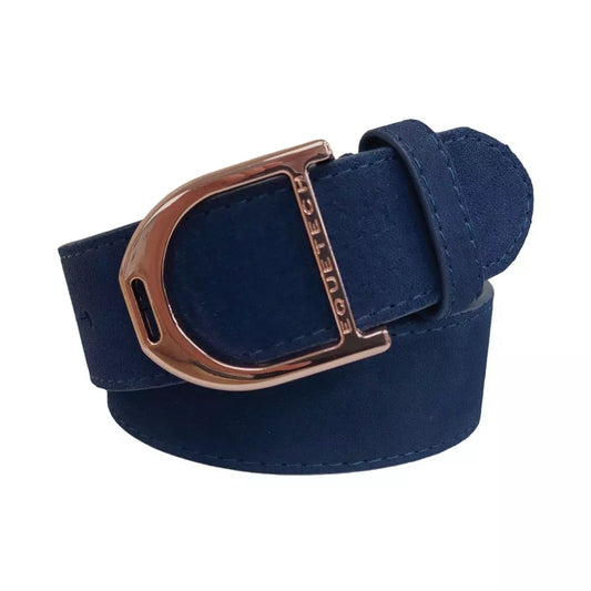 Stirrup Leather Belt 35mm - Navy Suede/Rose Gold 80CM