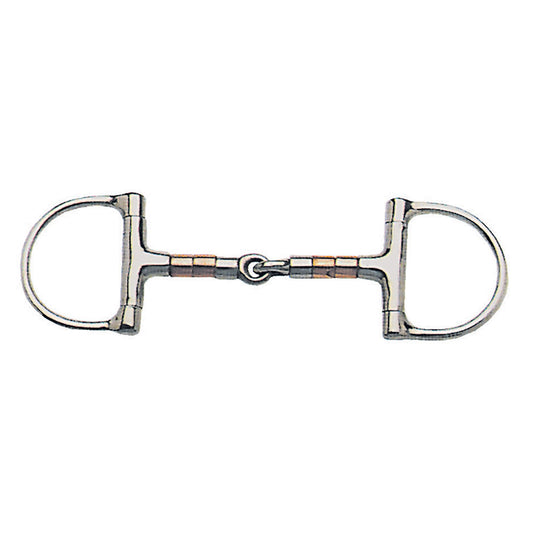 KORSTEEL STAINLESS STEEL COPPER & STEEL ROLLERS JOINTED DEE RING SNAFFLE BIT